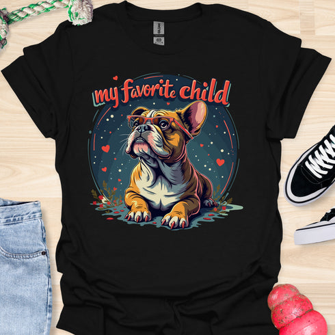 My bulldog is my favorite child - V5 - Dog with Glasses T-Shirt